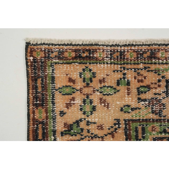 1970s Vintage Turkish Handmade Wool Cotton Beige Area Rug For Sale - Image 10 of 12