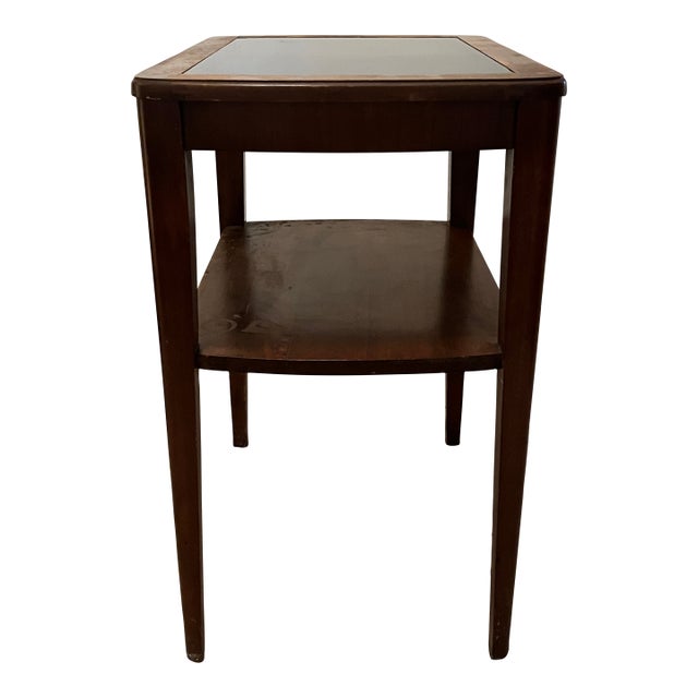 Mid-Century Hollywood Regency 2-Tier Side Table With Smoky Black Glass Top - Model 6099 For Sale