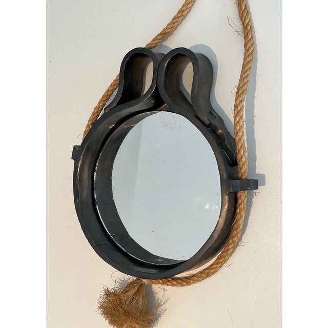 1970s Small Ceramic and Rope Mirror For Sale - Image 5 of 12