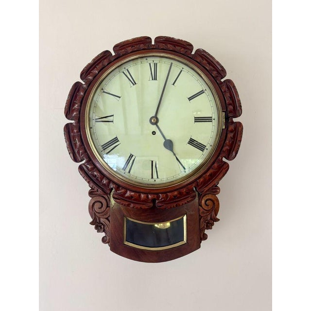 Fantastic quality antique 19th century mahogany drop dial wall clock, having a wonderful quality antique 19th century wall...