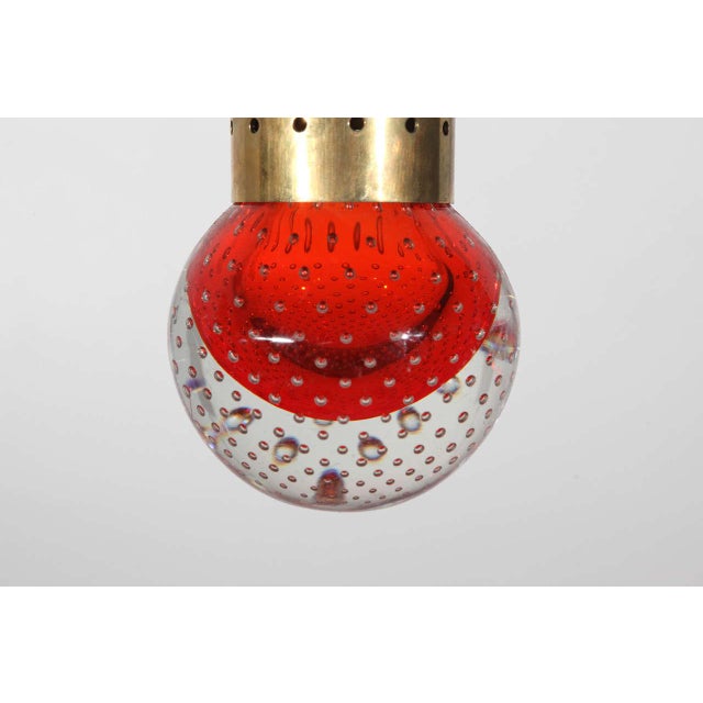 Italian Mid Century Red Glass Ball Pendant in the Style of Seguso For Sale - Image 3 of 6
