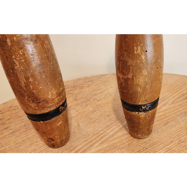 Paint 19th Century Eight Pound Wooden Juggling Pins—A Pair For Sale - Image 7 of 11