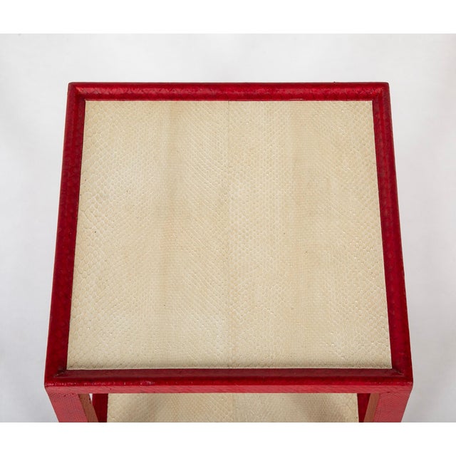 Karl Springer Style Telephone Drinks Table in Red And White Cobra Skin For Sale In New York - Image 6 of 10