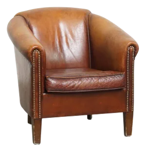 Cognac-Colored Sheepskin Club Armchair