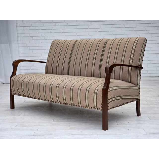 Danish Two-Seater Sofa in Beige Furniture Wool Fabric, 1950s For Sale - Image 18 of 18