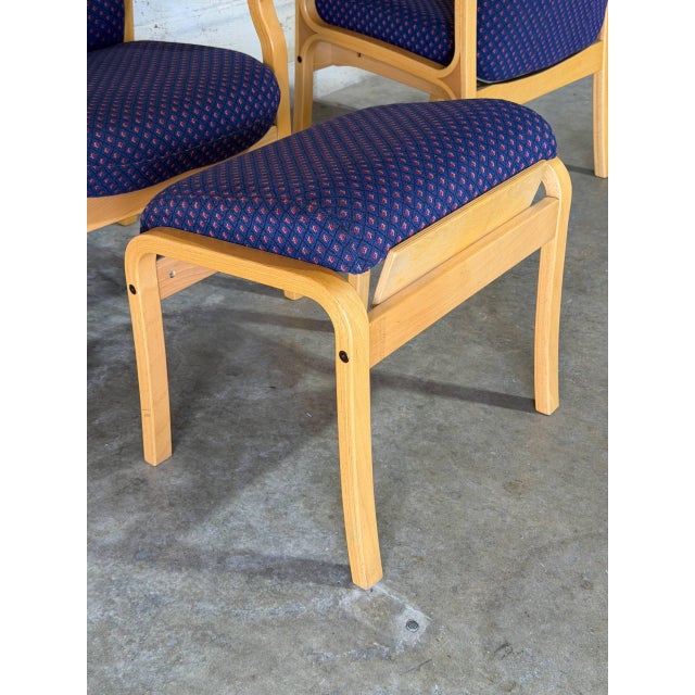 Bentwood High Back Lounge Chairs With Ottoman Set of 3 Vintage Mid-Century Modern 1970s For Sale - Image 9 of 11