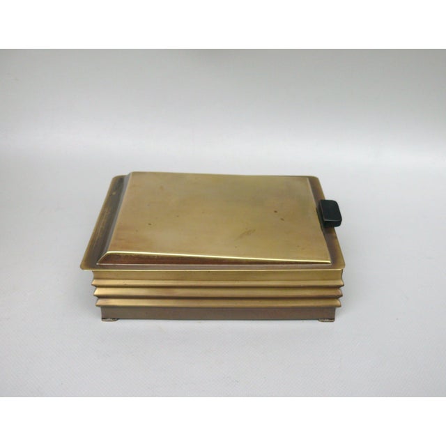 Art Deco Brass and Wood Lidded Tobacco Box, Germany, 1920s For Sale - Image 3 of 15