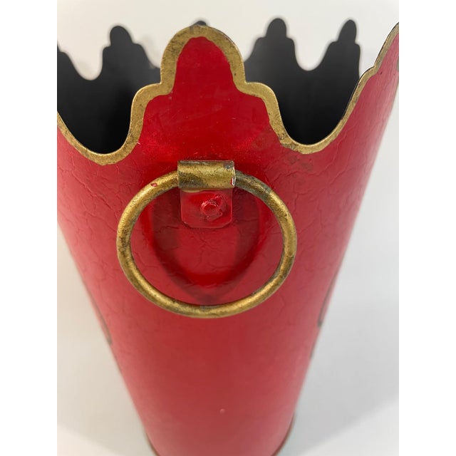 Tall Vintage French Tole Cachepot With Monteith Rim For Sale - Image 6 of 14