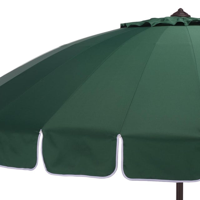 Modern Panza 9 Ft Crank Umbrella, Green/Brown Pole For Sale - Image 3 of 8