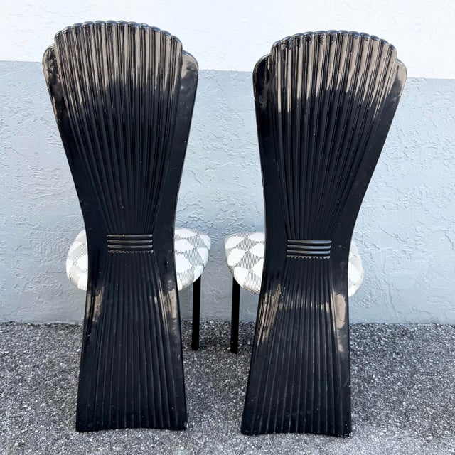 Art Deco Black Lacquered High Back Dining Chairs - Set of 5 For Sale - Image 4 of 12
