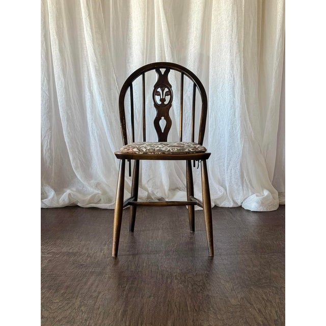 Set of Four Vintage Oval Back Dining Chairs With Floral Cushion For Sale - Image 6 of 13