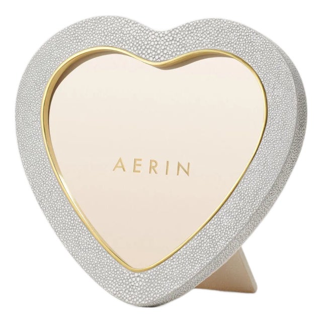 AERIN Faux Shagreen Heart Frame, Dove For Sale