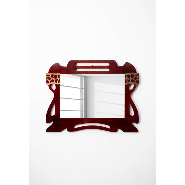 Wood Art Nouveau Mirror by Vienna School for Nedomansky Brothers, Vienna, 1890s For Sale - Image 7 of 14