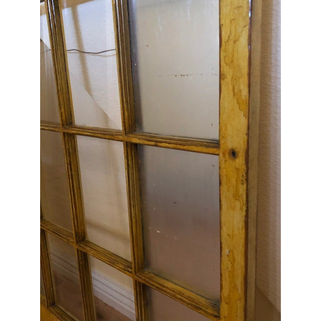 Vintage Corner Cabinet Door Wall Decor Custom Finished in Distressed Yellow Finish For Sale - Image 4 of 13