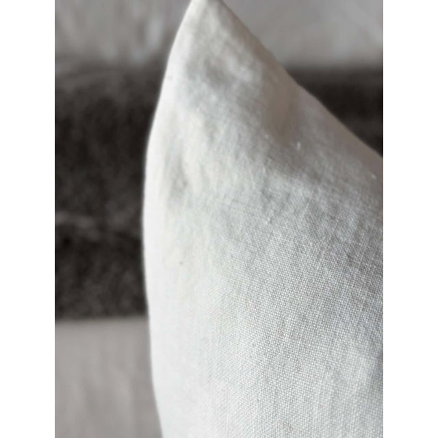 Mid-Century Modern 100% Belgium Linen Oyster White Pillow Cover For Sale - Image 3 of 7