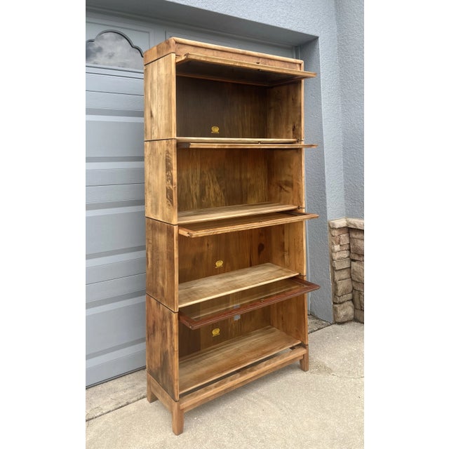 Tall and Broad Barrister Bookcase in Birch With Four Sections | by Gunn Furniture Co For Sale - Image 9 of 12