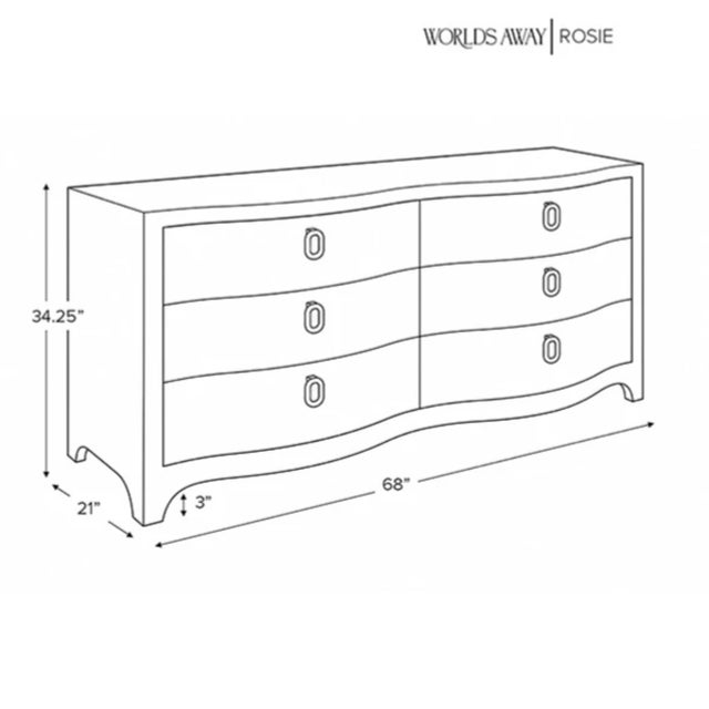 Pink Matthew Izzo Home Rosie Pink Linen Six Drawer Chest For Sale - Image 8 of 8