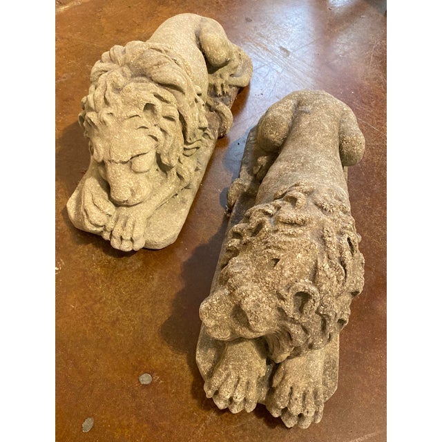 Vintage Concrete Lion Statues a Pair Chairish
