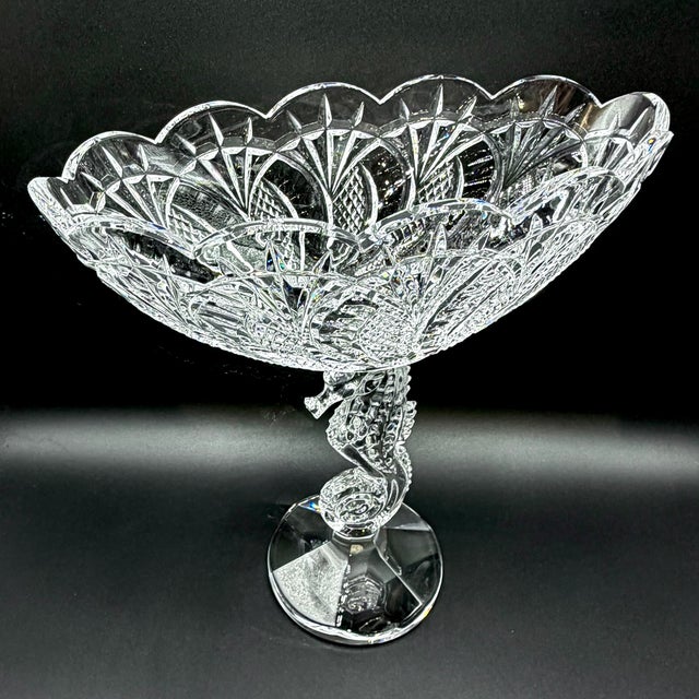 Waterford Crystal Seahorse Pedestal Centrepiece Bowl with Original Box, 1980s For Sale - Image 8 of 18