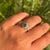 Art Deco Pear Emerald & Diamond Halo Engagement Ring in 14k White Gold Size 5.5 For Sale In New York - Image 6 of 16