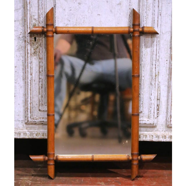 Early 20th Century Antique French Wall Mirror With Faux Bamboo Frame, Circa 1920 For Sale - Image 5 of 7