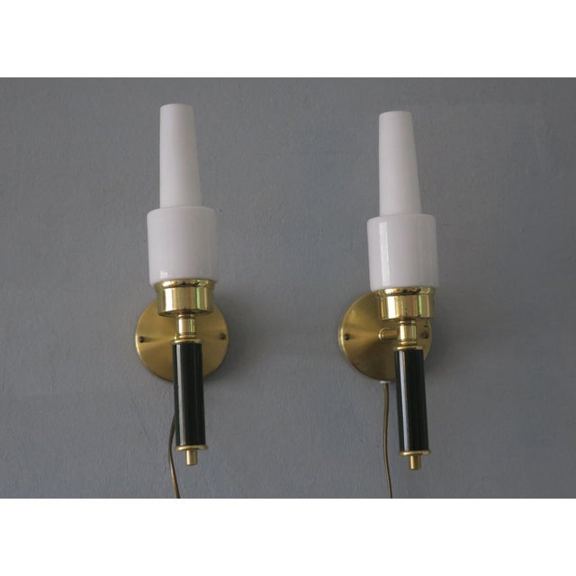 Vintage Swedish Wall Lights in Brass and Glass by C. E. Fors for Ewa Värnamo, Set of 2 For Sale - Image 5 of 12