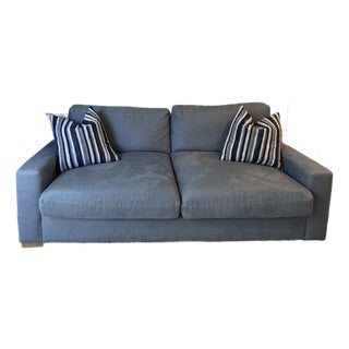 Restoration Hardware Blue Maxwell Sofa For Sale