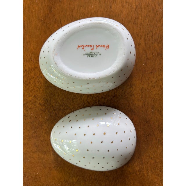 French Vintage Limoges Covered Egg Shape Box For Sale - Image 3 of 4