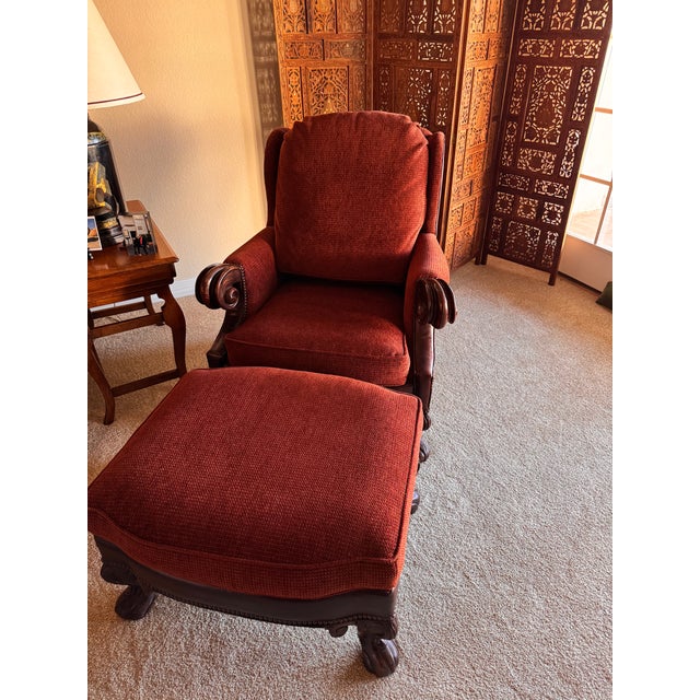Textile Stanford Chair and Ottoman For Sale - Image 7 of 8