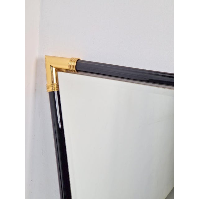 Wood Modern Black Lacquer Metal Triangle Mirror, 1970s For Sale - Image 7 of 14