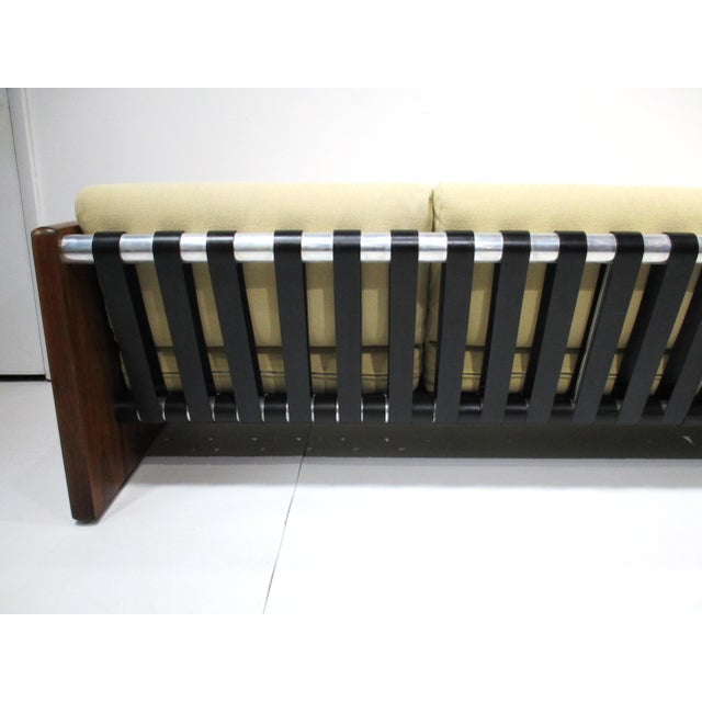 Selig Rosewood Leather Strap Sofa For Sale - Image 9 of 13