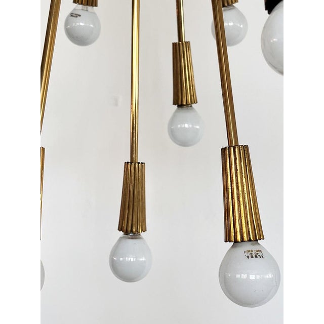 Metal Italian Chandelier in Brass, 1970s For Sale - Image 7 of 16