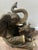 Vintage Resin Mother and Baby Elephant Statue With Trunks Raised For Sale - Image 12 of 16