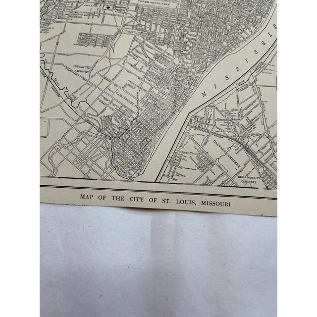 Early 1920s map of St Louis Missouri measuring about 10.5”x12.5” There is discoloration to paper consistent with age. Some...