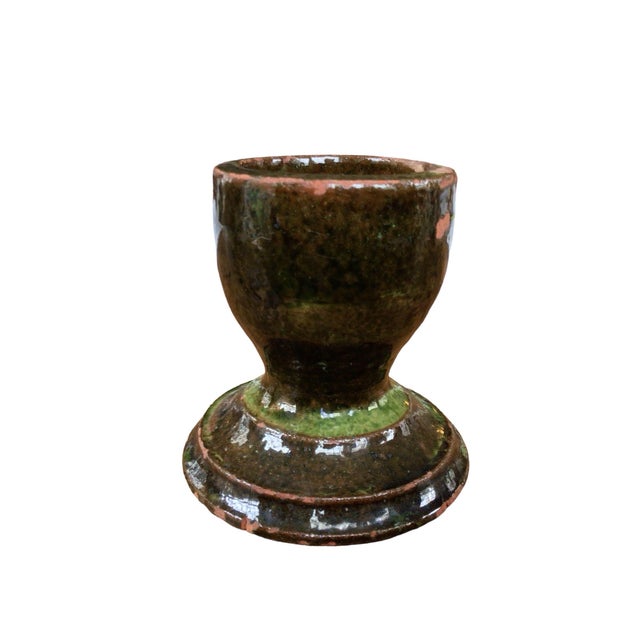 1970s Olive Green Hand-Made Pottery Vase For Sale - Image 11 of 11
