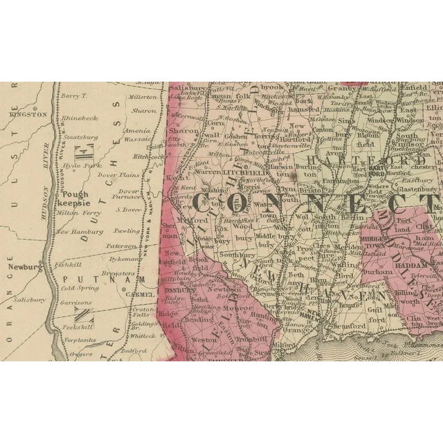 Civil War Era Map of Vermont, New Hampshire and Southern New England, 1864 For Sale - Image 3 of 10