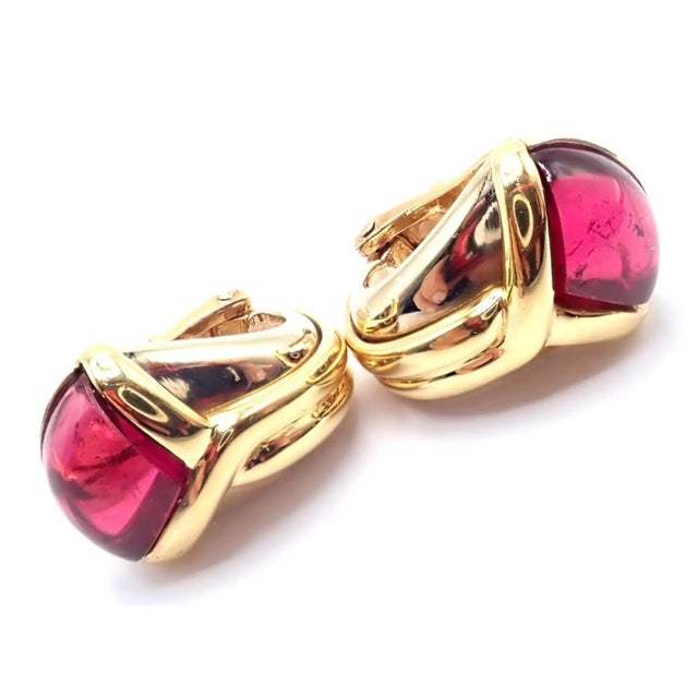 Vintage Bulgari Bvlgari Pink Tourmaline Yellow & White Gold Earrings, Pair For Sale - Image 9 of 12