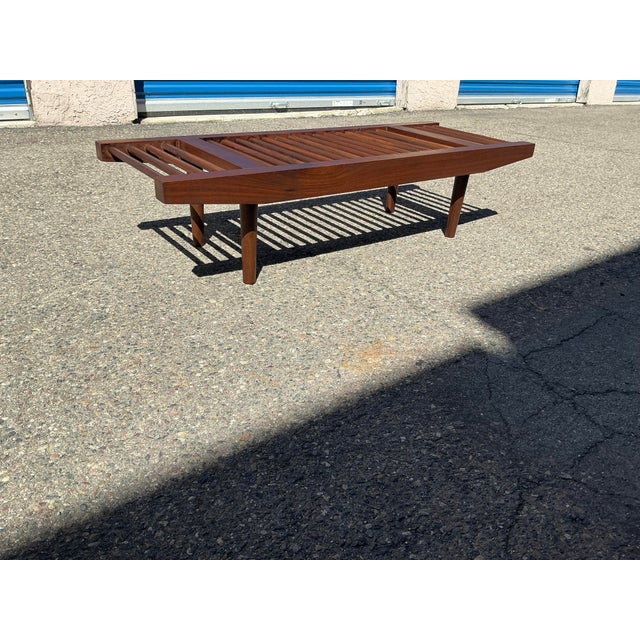 1990s Walnut Bench in Manner of Milo Baughman for Glenn of California For Sale - Image 14 of 14