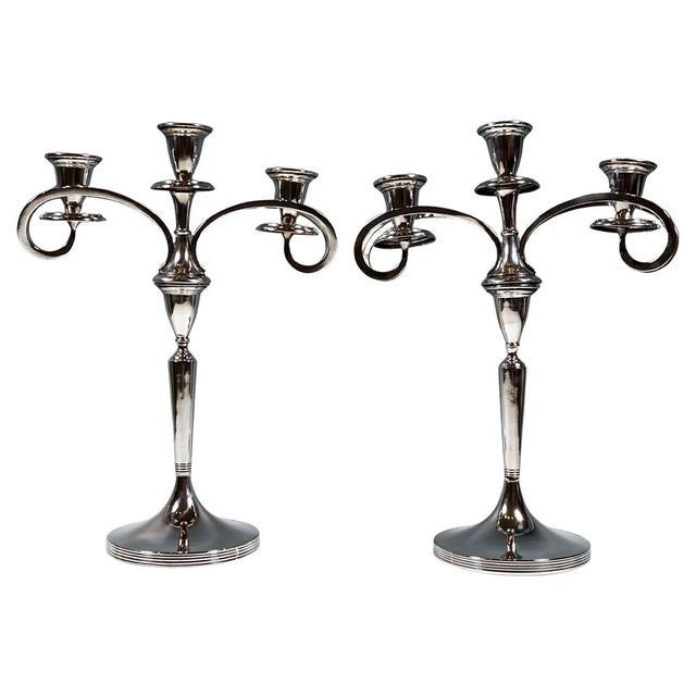 Art Nouveau Silver Three-Flame Candelabra from Lippa & Co, 1890s, Set of 2 For Sale - Image 9 of 9