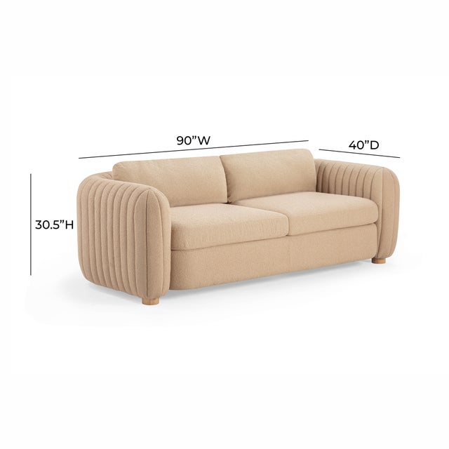 Tan Porto Honey Boucle Sofa For Sale - Image 8 of 9