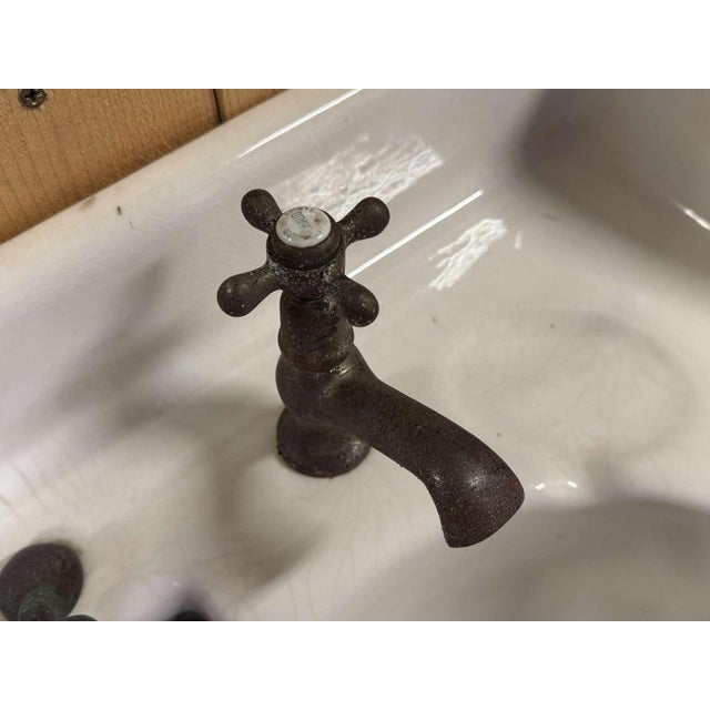 Pedestal Sink in Earthenware For Sale - Image 5 of 11