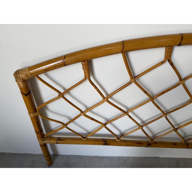 Vintage Boho Chic Coastal Bamboo King Size Arched Headboard For Sale - Image 9 of 12