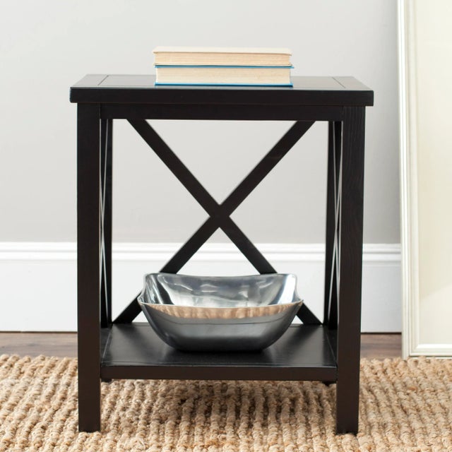 Cross Back End Table in Black For Sale - Image 4 of 5