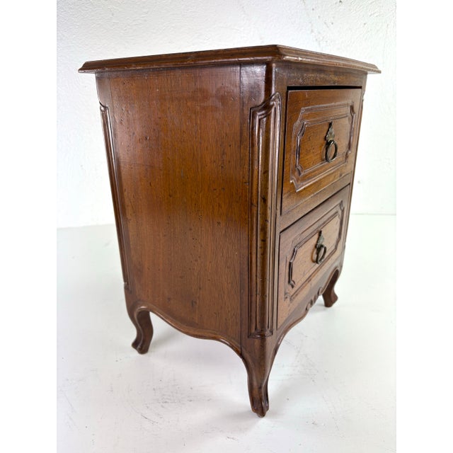 Brown Vintage Walnut Italian Miniature Two Drawer Chest For Sale - Image 8 of 9