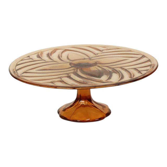 Art Deco Orange Amber Cake Plate Pastry Dish from Val Saint Lambert, 1930s For Sale - Image 13 of 13