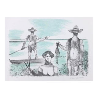 1960s Giuseppe Motti Le Pesca Lithograph For Sale