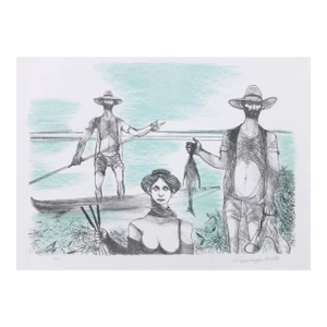 1960s Giuseppe Motti Le Pesca Lithograph