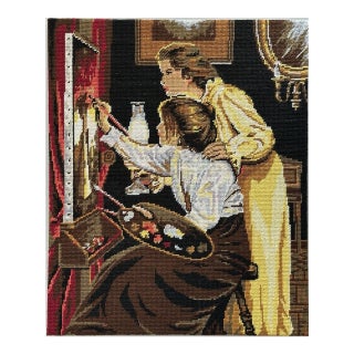 Finished “The Female Painter” Needlepoint (Unframed) For Sale