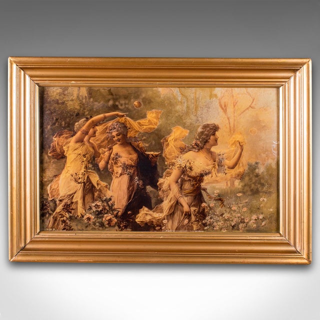 This is an antique framed crystoleum picture. A Continental, glass mezzotint painting in the Continental school manner,...