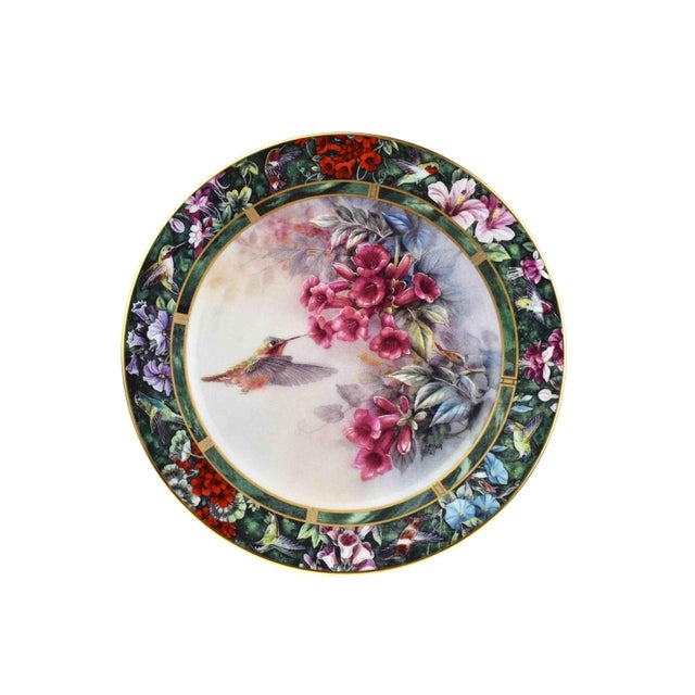 Green 1990s Lena Liu's Hummingbird Treasury Collection Decorative Plates - Set of 7 For Sale - Image 8 of 11